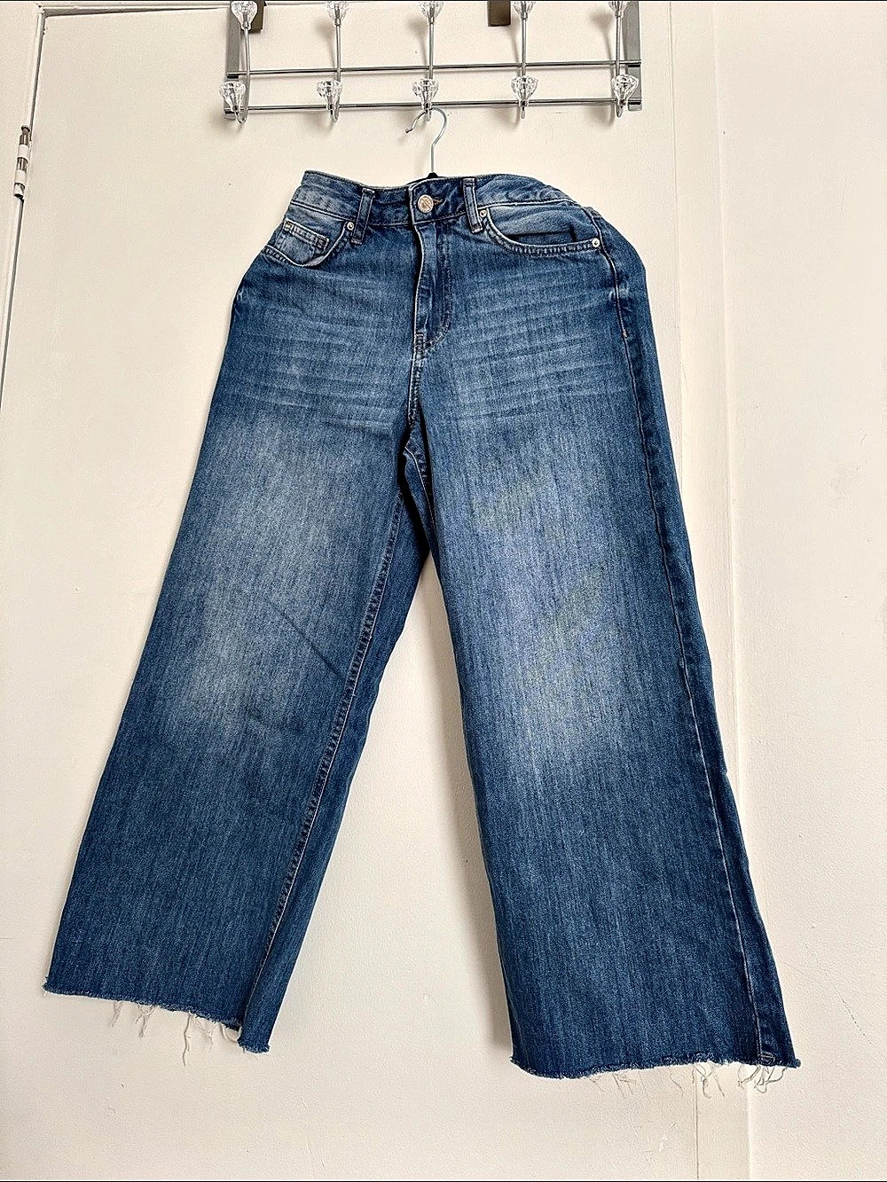 Koton Bianca High Rise Cropped Wide Leg Jeans Waist 26 Blue